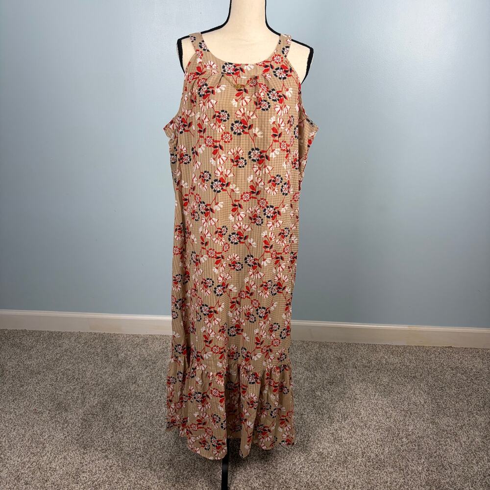 Boho maxi halter tie neck ruffled hem winery transition gold jewerly XL